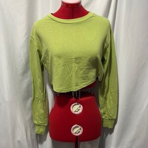 Forever 21 Light Green Long Sleeve Crop Top SM398